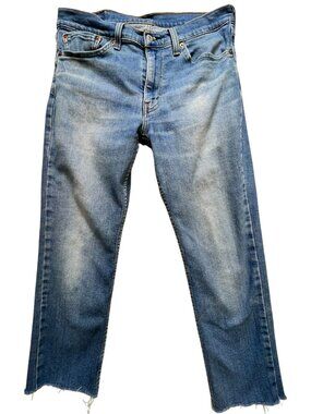 Levi's 511 Men's Regular Fit Straight Jeans Raw Hem Denim Sz 32x29 Blue Mid Wash
